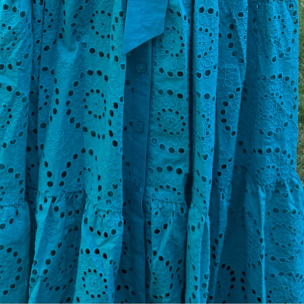 NWOT Lilly Pulitzer ❤️🔥SAMPLE❤️🔥Maxi Teal Sleeveless Eyelet Dress 10 - Picture 17 of 17